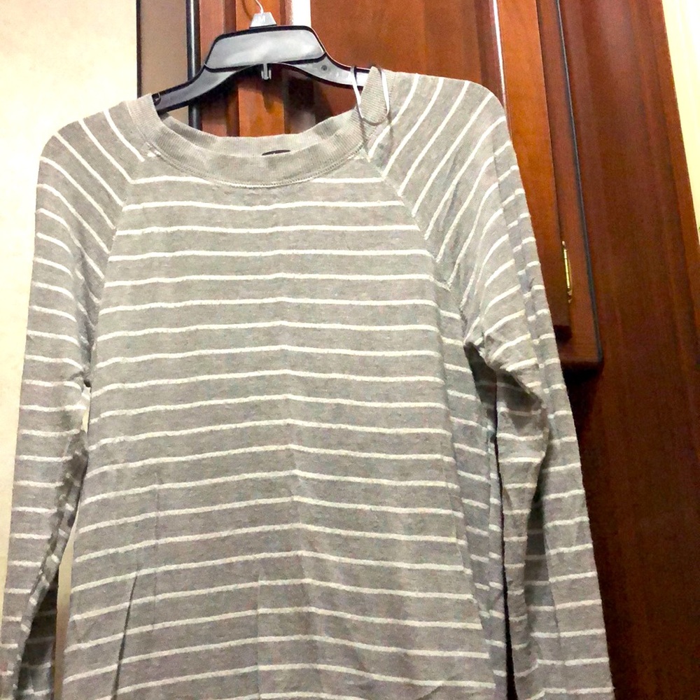 Striped gray and white long sleeve